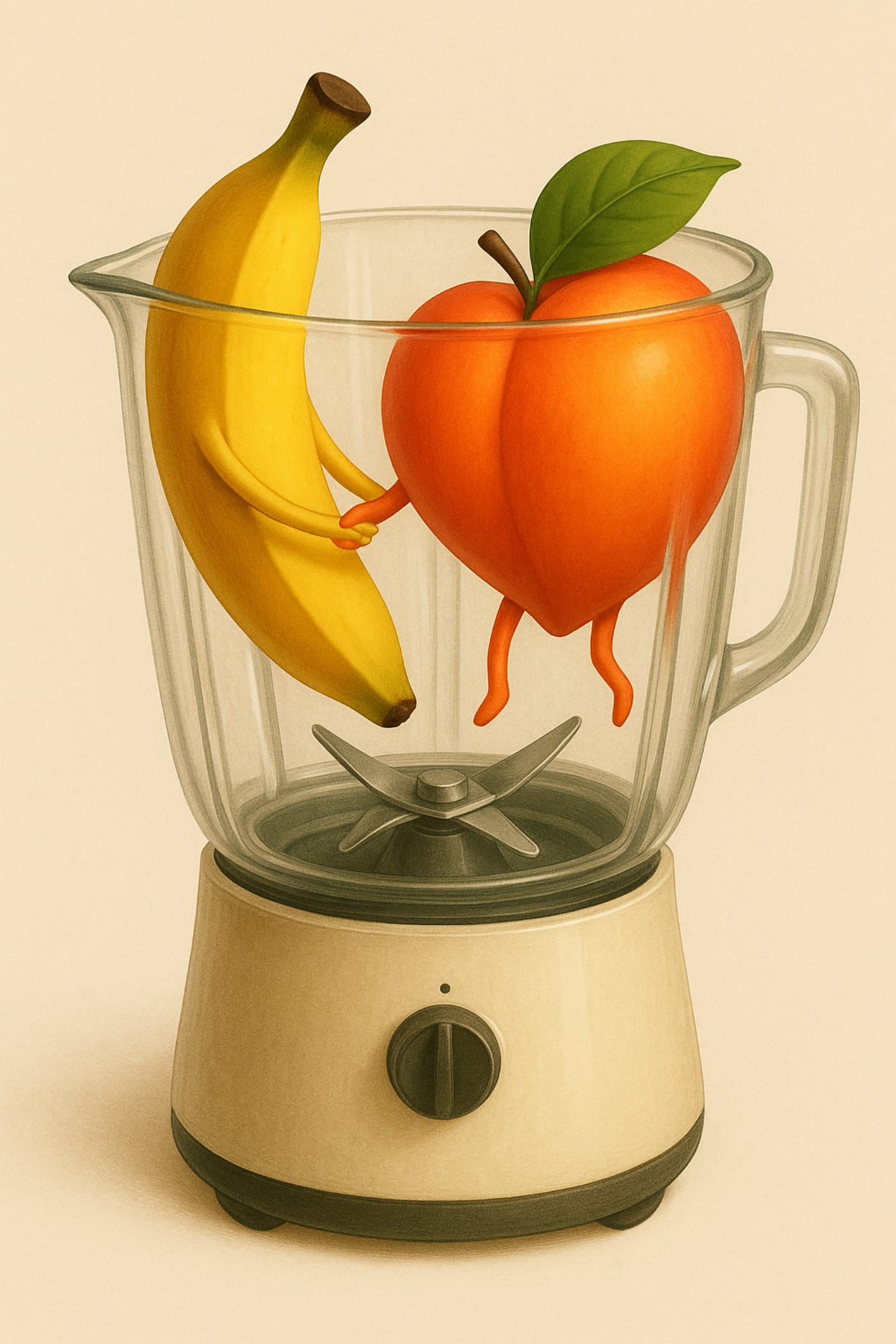 Banana and peach ended up in a blender