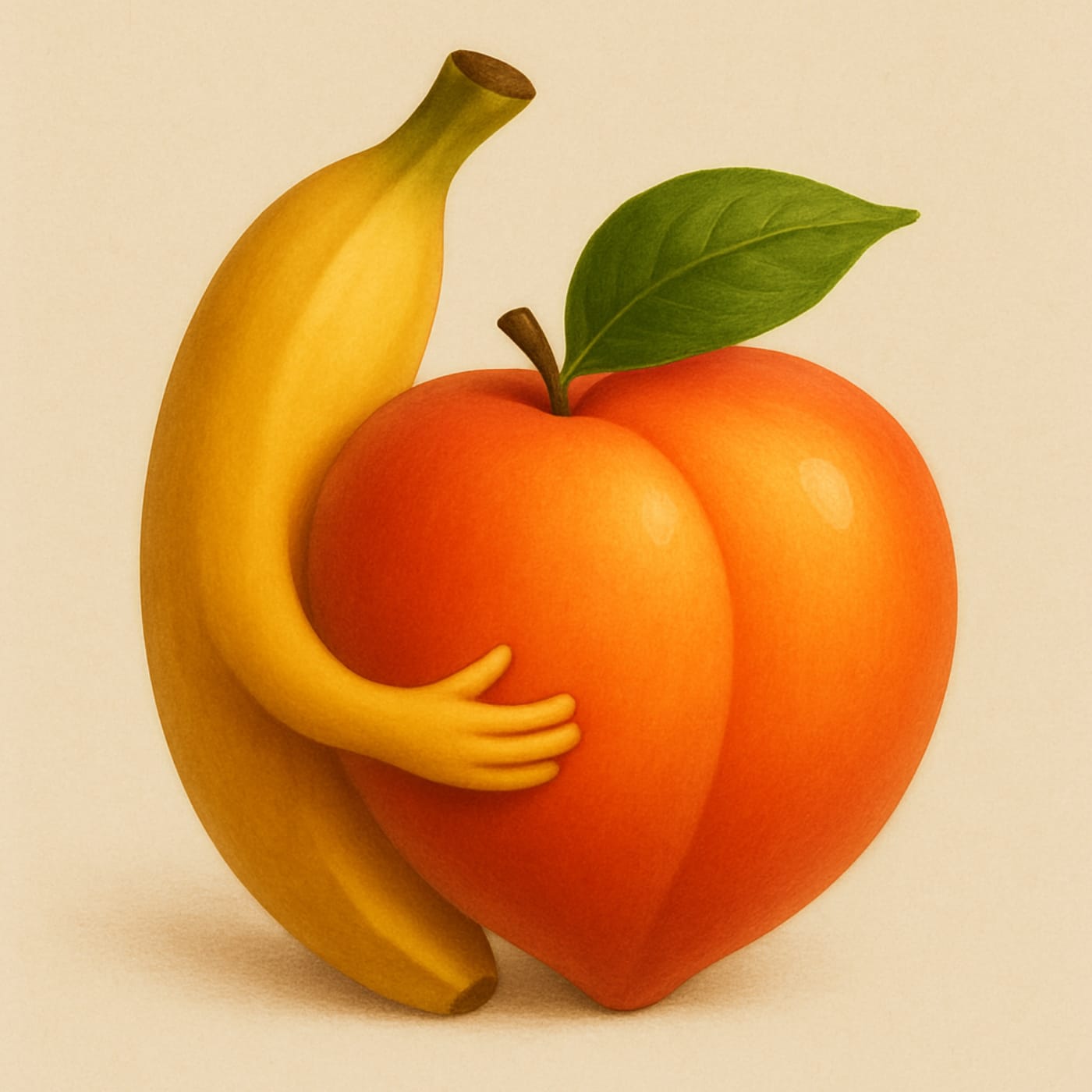 Banana hugs peach