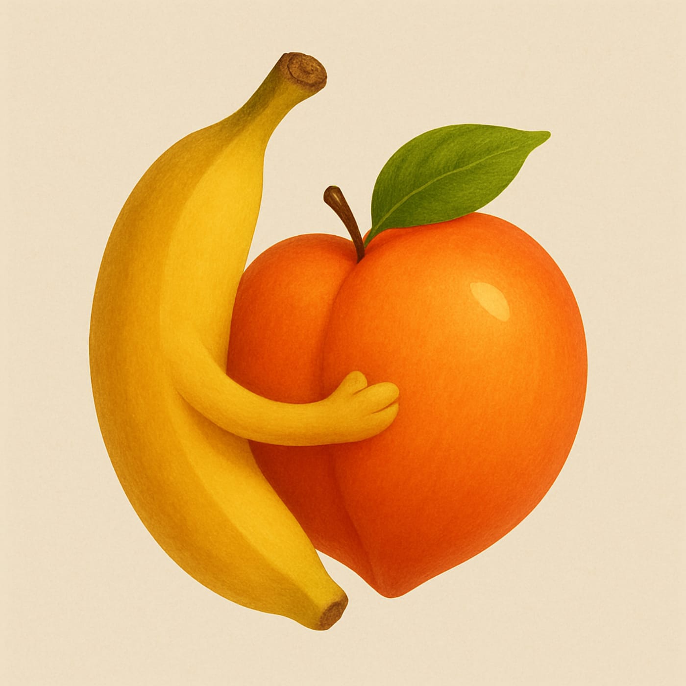Banana hugs peach