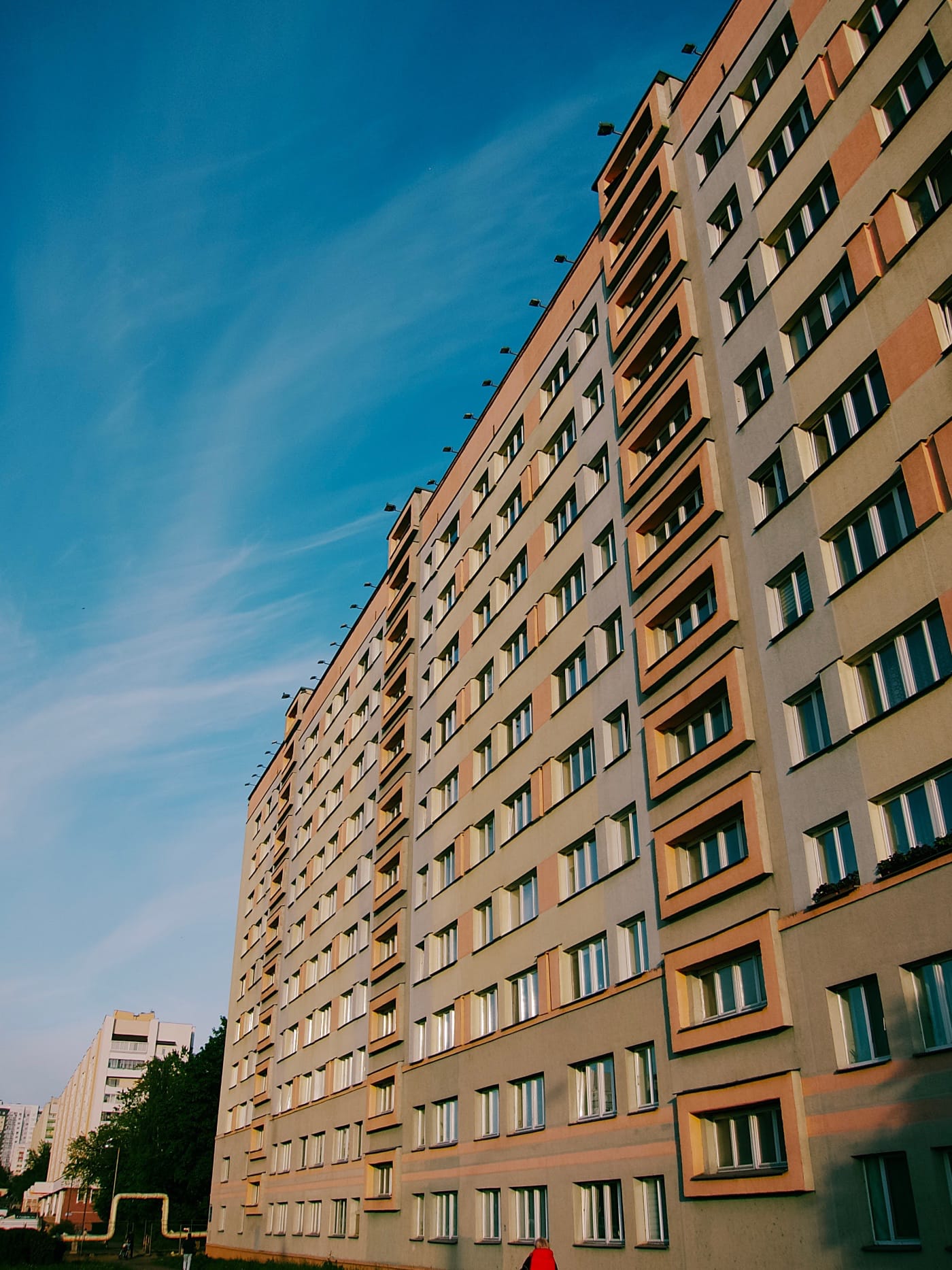 The multi-story building