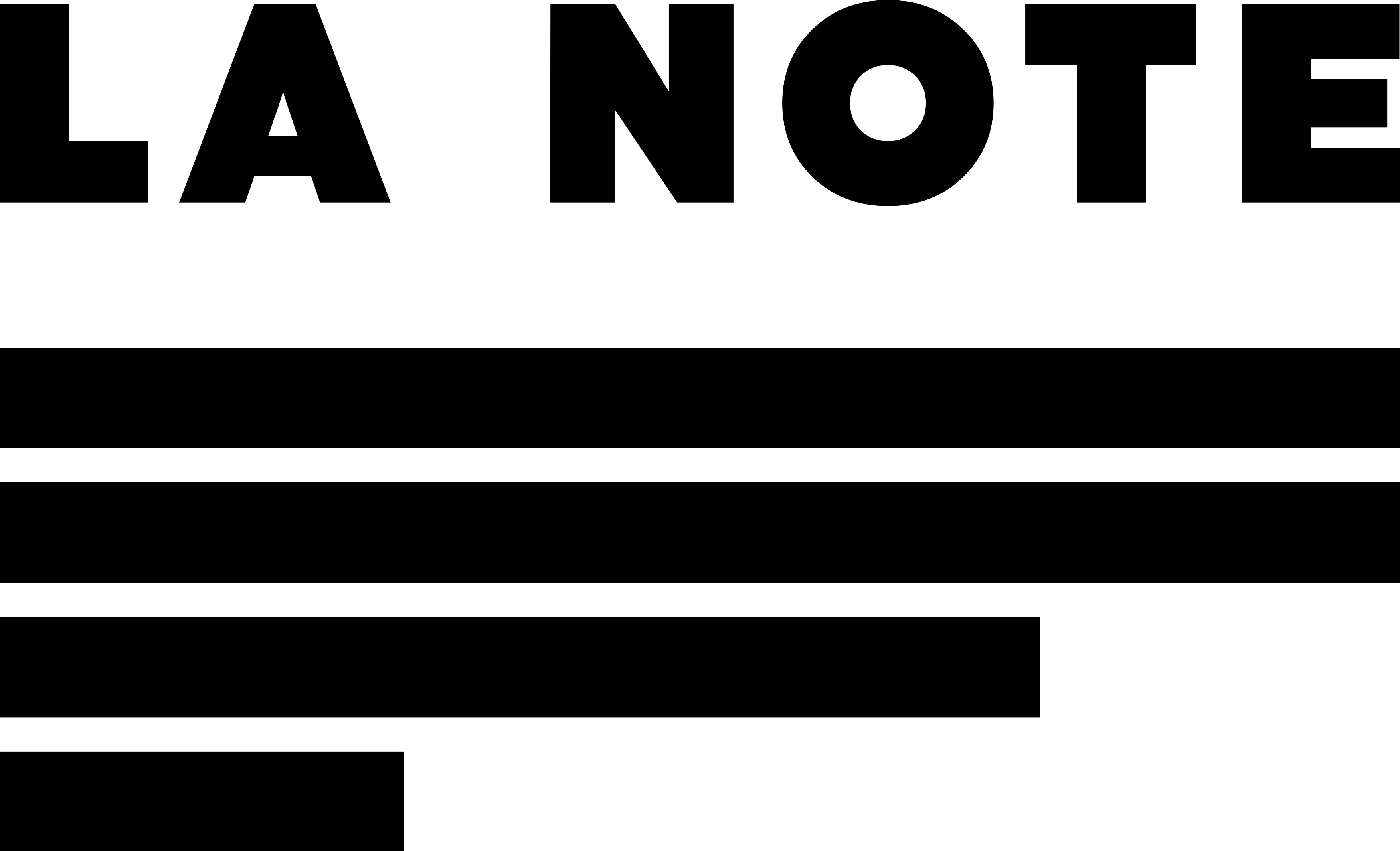 Логотип «LA NOTE» с крупными черными буквами и горизонтальными линиями.
