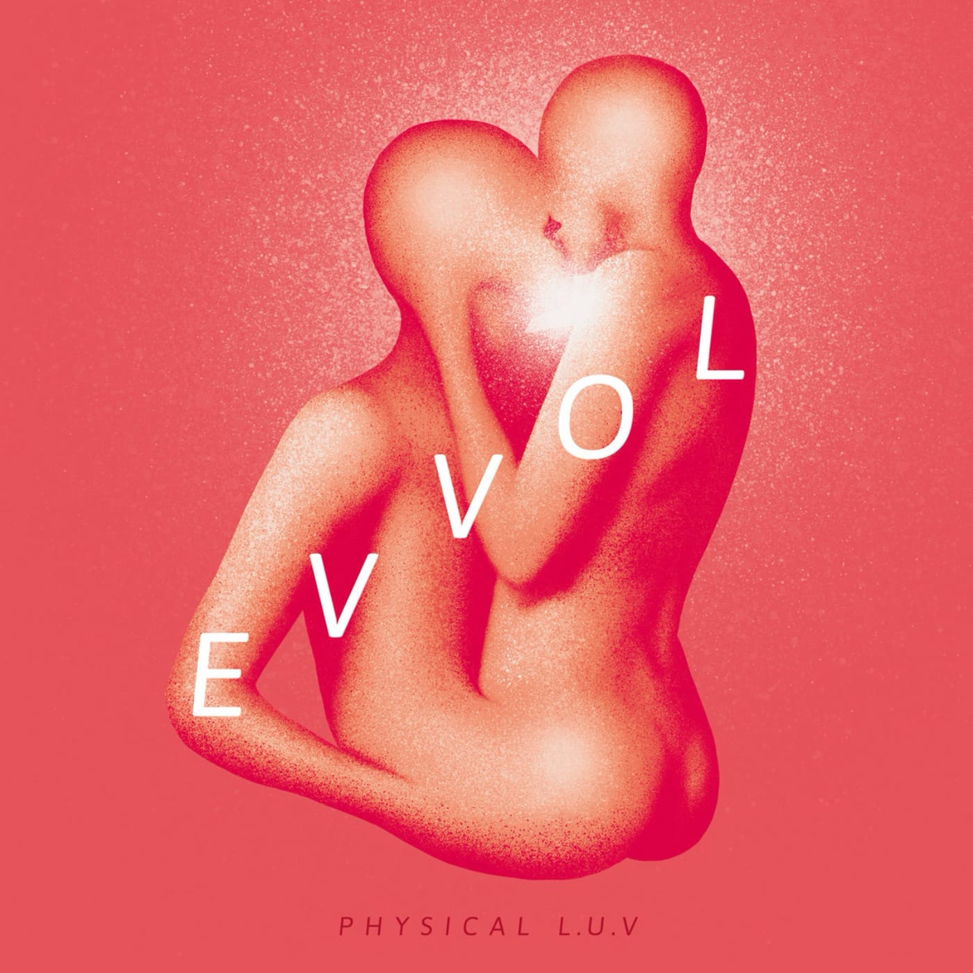 Обложка альбома evvol «Physical L.U.V» EP — абстрактное 3D-изображение целующихся мужчины и женщины. Женщина сидит у мужчины на коленях. Они будто слились в единое существо