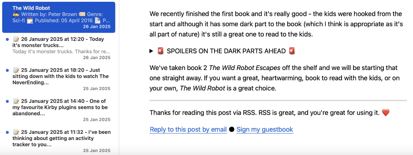 Kev Quirk благодарит своих подписчиков в RSS